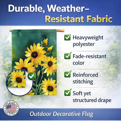 Caroline's Treasures Kentucky Goldenrod in Watercolor House Flag Large Porch Sleeve Pole Decorative Outside Yard Banner Artwork Wall Hanging, Polyester, House Size, Multicolor