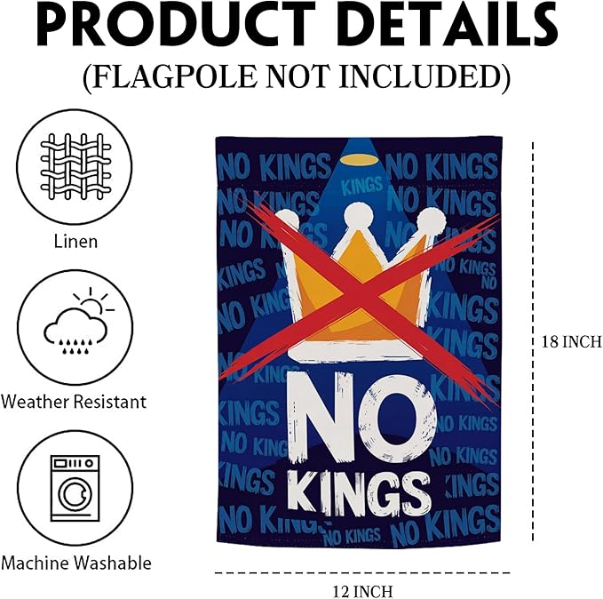 No King Garden Flag - Minimalist Patriotic With Crown Symbol Flag - Anti President Yard Sign - Political Yard Banner - Social Justice - Idea Outdoor Decoration And Garden Terraces