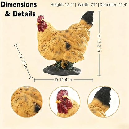 Chicken Statue Outdoor Decor,12.2''(H) Realistic Hen Garden Sculptures for Yard Lawn,Resin Animal Figurines Home Porch Patio Art Decorations