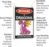 SmartSign Funny Beware Of Dragons Warning Sign - 10"x7", 40 mil Laminated Rust-free Aluminum - Metal Signs for Wall Decor, Outdoor, Patio, Gifts, Cafe - Dragon Theme, Made in USA