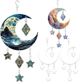 4Pack 8inch Sublimation Wind Spinner Blanks 3D Aluminum Metal Wind Sculpture Kinetic Spinners for Yard and Garden Indoor Art Ornaments Hanging Decoration (Moon)