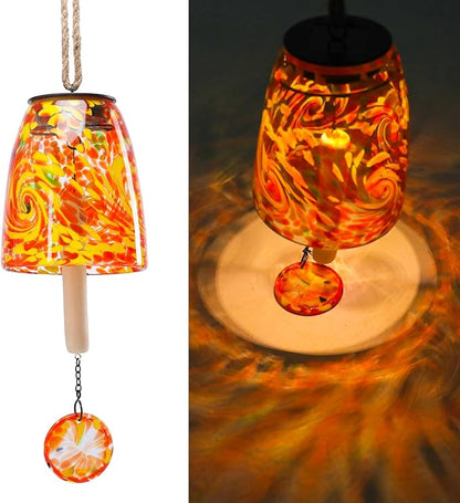 Taman Solar Wind Chime - 28" Glass Solar Lights Wind Chimes Valentine's Day Gift for Outside Deep Tone Decorative Mother's Day Memorial Gift for Home, Outdoor, Yard, Patio, Balcony, Garden Decor