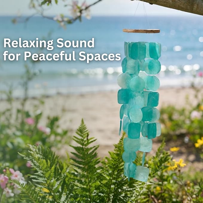 Solange & Frances Wind Chimes for Outside. Capiz Shell Wind Chime Outdoor Decor. Unique House Decor and Gifts for Women Who Have Everything. Ideal for Mom