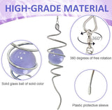 Gazing Ball Spiral Tail, Wind Spinner Stabilizer with Purple Glass Orb | 13-Inch Sun Catcher Rainbow Maker, Mesmerizing Rotating Art for Outdoor Garden Yard | Unique Hanging Decor & Gift