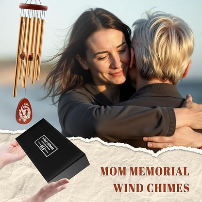 Wazzio Memorial Sympathy Gifts for Loss of Mom, 25" Memorial Wind Chimes for Loss of Mother, Bereavement Gifts Ideas for Christmas Thanksgiving, in Memory of Mom Gift for Garden Home Outdoors