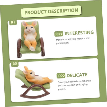 Milisten Statue Sculpture Lifelike Resin Figurine Rocking Chair for Indoor and Outdoor Decoration for and Office Shelves