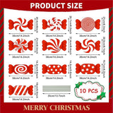 10-Piece Christmas Candy Yard Signs with Stakes Decorations – 10 Assorted Designs 14 Inches Large Peppermint and Lollipop Signs for Outdoor Garden and Lawn Holiday Party Favor