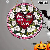 1pcs Heart Sun Catcher for Window Hanging White Flower Stained Glass Window Suncatchers Round Valentine's Romantic Ornaments Room Home Decor for Wife Valentine's Day Gift