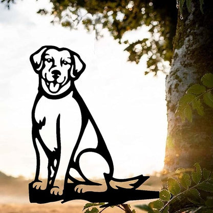 Metal Garden Dog Statue Ornament Gift Metal Art Dog Silhouette Decoration Steel Dogs Statue Decorative Garden Stakes for Yard, Lawn, Patio, Pathway (Labrador)