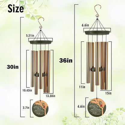 Personalized Sympathy Wind Chimes 36inch, Custom Memory Words for Loss of Loved, Cardinal Commemorative Sympathy Gifts, Decorative Wind Chime Outdoor (Produced in USA)