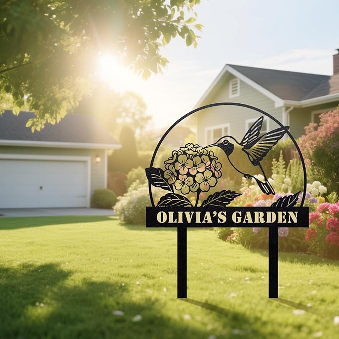 Startop Custom Metal Garden Sign with Stake: Personalized Outdoor Garden Decor - Durable Weatherproof Laser Cut Steel Yard Sign - Rustic Farmhouse Family Name Art for Lawn Patio Balcony & Farm A001