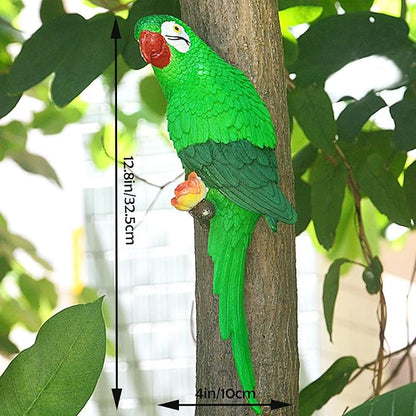 Parrot Decor Outdoor Tiki Bar Decorations for Outside Patio, Large Realistic Parrot Statue for Pool Garden Yard Lawn, Lifelike Hawaiian Tropical Bird Sculpture for Plam Tree Decor(Green)