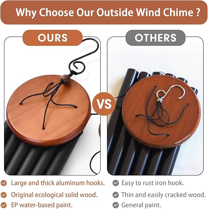 Wind Chimes for Outside, Wind Chimes with Thickened Tube, Outdoor Windchime for Garden Yard Patio Decor, Unique Gift for Women