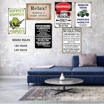 Funny No Parking Sign, Metal Warning Tin Signs, Vampire Parking Only, Violators Will be Bitten, Yard Sign Garage Farm Garden Wall Decor Sign Plaque Outdoor for Home Fence 8 X 12 Inches