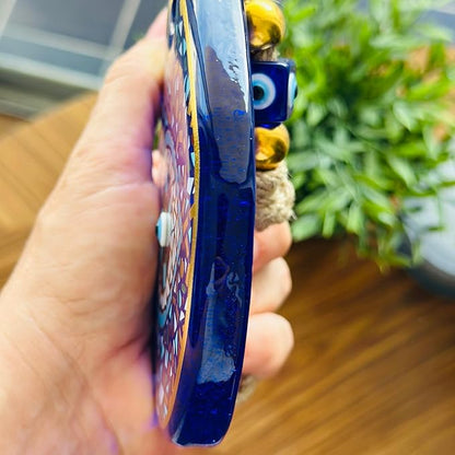 Mosaic Water Drop Evil Eye | The Thickest & Most Durable Glass Hanging Decor and Suncatcher | Positivity - Art - Charm | Indoor & Outdoor | Ojo Turco | Boho Protection Ornament | Turkish Nazar Amulet