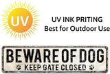 Retro Sign Tin Sign Beware of Dog Keep Gate Closed Aluminum Sign Outdoor Wall Decor Shed Garage Man Cave Kitchen 4X16 Inch