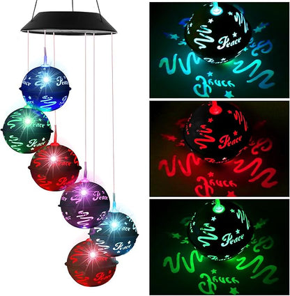 Christmas Solar Wind Chimes for Outside, Color Changing Ball Christmas Decorations Wind Chimes Outdoor Solar Hanging Lights for Garden Yard Patio Party, New Year Birthday Gifts for Mom Women Grandma