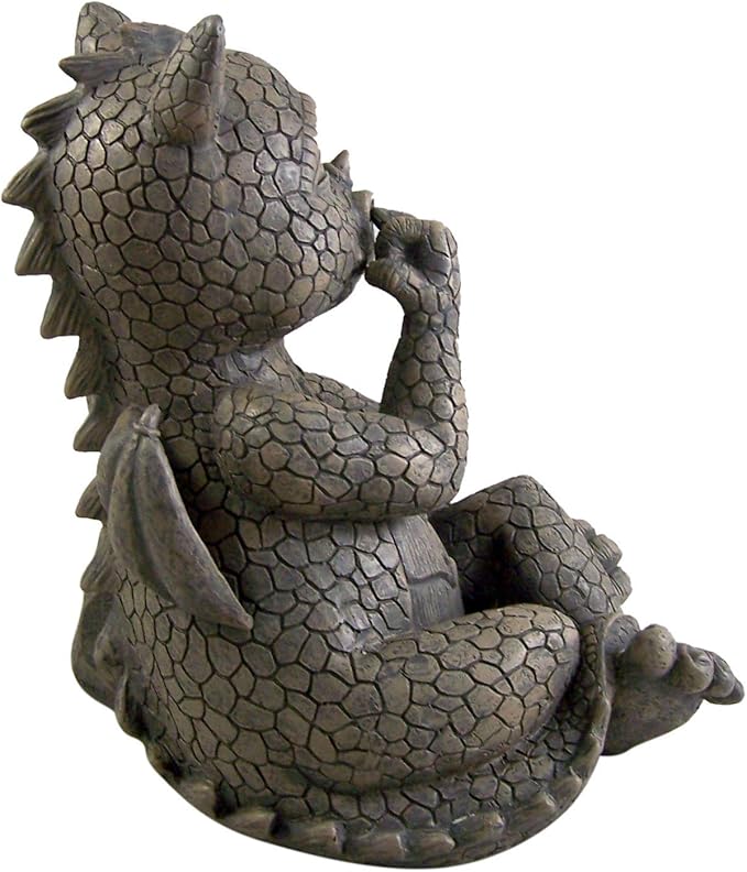 Nose Picker Dragon Garden Display Decorative Accent Sculpture Stone Finish 10 inch Tall