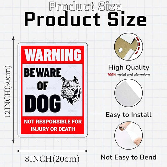 Beware of Dog Sign Pitbull Metal Sign Warning Beware of Dog Signs for Fence Outdoor Farm Garden Gate Home Yard Decor 8x12 Inch