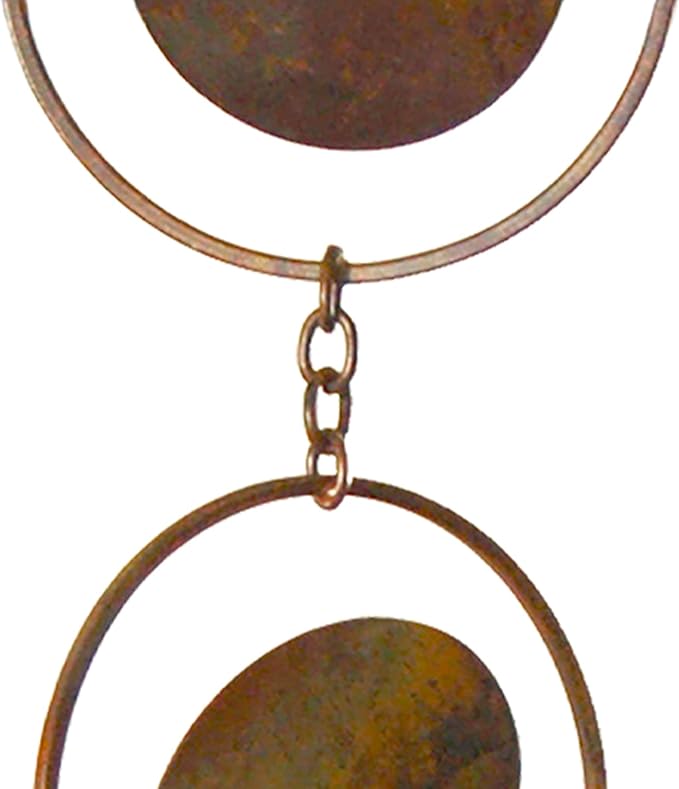 BestNest Ancient Graffiti Circle Rain Chains, Flamed Copper Colored, Pack of 2 – 96" Iron Downspout Alternatives with Linked Circles & Discs, Decorative Copper Finish, Includes Gutter Clips