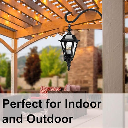 12 Inch Heavy Duty Plant Hanger Wall Hook 6 Pack - Black Iron Hanging Plant Bracket Holds 44 lbs - Rust Resistant Indoor Outdoor Hooks for Bird Feeders Lanterns Wind Chimes Hanging Baskets with Screws