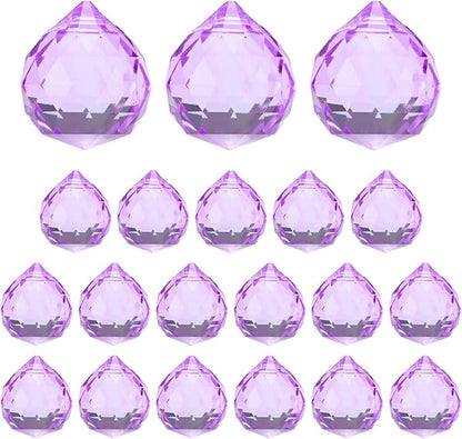 M METERXITY 20-Pack Crystal Ball Prisms, 24mm/0.94 Inch Chandelier Pendant Maker Hanging Crystals Chandelier Prisms for Home/Windows/Garden/DIY Decoration[Light Purple]