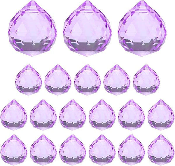M METERXITY 20-Pack Crystal Ball Prisms, 24mm/0.94 Inch Chandelier Pendant Maker Hanging Crystals Chandelier Prisms for Home/Windows/Garden/DIY Decoration[Light Purple]
