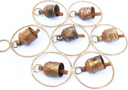 De Kulture Bell Metal Circular Ghantada Wind Chime Hanging Bells for Home Garden Balcony Decor Ideal for New Year Anniversary Birthday Party Decoration (Brown), 9X11.5 (DH) Inches