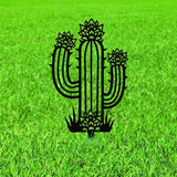 WADORN Cactus Metal Decorative Garden Stakes, Tropical Plant Silhouette Metal Outdoor Statues Funny Garden Ornament Gifts Black Yard Art Decoration for Outdoor Backyard Patio Lawn Walkways
