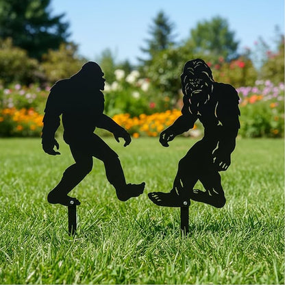 Elenon Bigfoot Garden Metal Stakes Set of 2, Inspirational Silhouette for Outdoor Decor, Yard Art,Patio,Lawn Ornaments