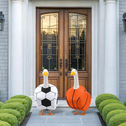 Abbylike 4 Set Baseball Porch Goose Outfit Lawn Basketball Goose Costume Rugby Football Porch Game Day Clothes for 23" H Statue Patio Yard Sport Party Celebrations Decor