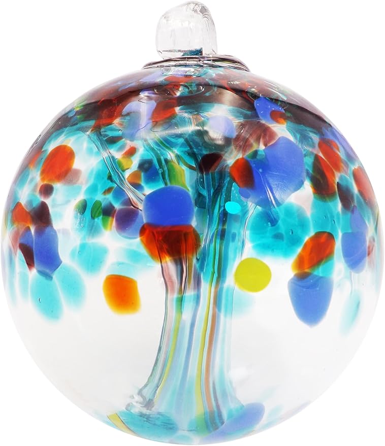 Dale Tiffany Hand Blown Glass, 3" Diameter Devotion, Tree of Life Collection, Witch Globe Hanging Garden Indoor/Outdoor Decorative Ornament Gazing Ball