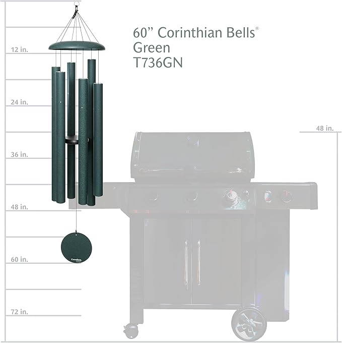 Corinthian Bells by Wind River - 60 inch Green Wind Chime for Patio, Backyard, Garden, and Outdoor Decor (Aluminum Chime) Made in The USA