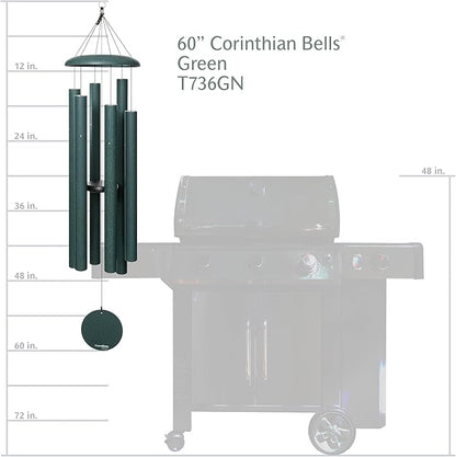 Corinthian Bells by Wind River - 60 inch Green Wind Chime for Patio, Backyard, Garden, and Outdoor Decor (Aluminum Chime) Made in The USA