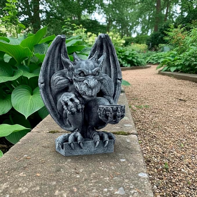 OLOMA Antique Style Gargoyle Statue Gothic Garden Decor Heavy Stone Outdoor Sculpture Aged Historic Look Mythical Guardian Weather Resistant Outdoor Indoor Decorative Accent for Entryway Patio Yard