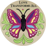 Evergreen Love Transforms Us, Butterfly with 3D Wings, Round Garden Stone