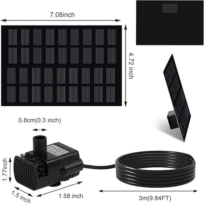 Solar Water Fountain for Bird Bath with Seperate Solar Panel 2W,Solar Fountain Pump for Pond,Water Feature Solar Water Pump