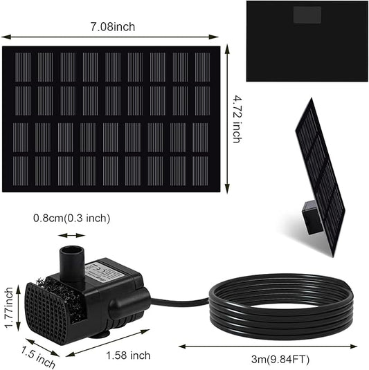 Solar Water Fountain for Bird Bath with Seperate Solar Panel 2W,Solar Fountain Pump for Pond,Water Feature Solar Water Pump