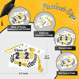 Chunful 12 Pack Graduation Yard Signs Grad Decoration 2026 Happy Graduate Lawn Garden Sign with Stake Congrats Outdoor Plastic Cap Hanging Ornament for Class Pathway Walkway Porch Party(White Gold)