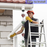 Rain Chains for Gutters Outside Downspouts Rain Catcher Diverter Metal Blue Plaid Outdoor Decorative, 8.5 FT, Heart Style