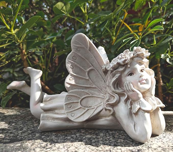 Garden Fairy Decor for Outside - Angel Holding Face Figurines, Lovely Fairy Statues Outdoor and Indoor, Ideal for Patio, Yard, Porch, and Lawn, Gift for Women