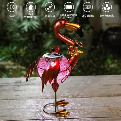 MUMTOP Flamingo Solar Light Outdoor Decor, Solar Lanterns Outdoor Waterproof Flamingo Tabletop Yard Garden Lawn Porch Patio Decorations, Gardening Gift for Women