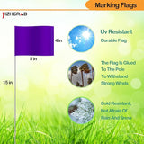 200Pack Purple Marking Flags, JIZHGRAD 15x4x5 Inch Marker Flags Use for Yard & Lawn, Boundary & Dog Training, Survey & Landscape, Sprinkler & Surveyor, Garden & Construction, High Visibility, Sturdy, Versatile, UV & Weather Resistant