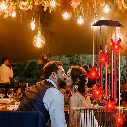 Cardinal Solar Wind Chimes for Outside, Solar Powered Chime Light, Cardinal Wind Chimes for Loss of Loved One,LED Windchimes Outdoor Cardinal Gifts for Home Garden Decor
