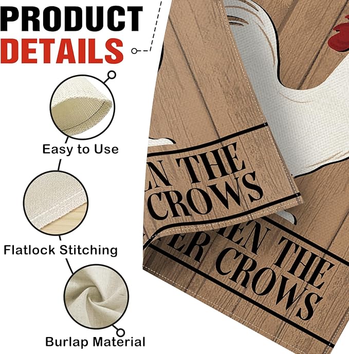 Dyrenson Farmers Market Chicken Decorative Garden Flag, Open When The Rooster Crows Farmhouse Yard Outside Home Decoration, Rustic Country Burlap Outdoor Small Decor Double Sided 12 x 18