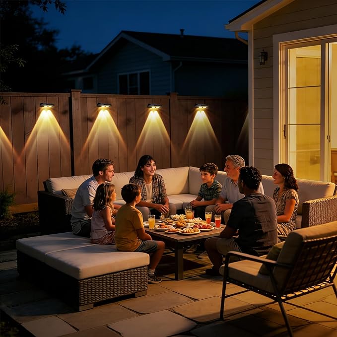 AUDLES Solar Fence Lights Outdoor, 3 Modes Warm/Neutral/Cool White Fence Lights Solar Powered for Outside, IP65 Waterproof, 60 Lumens Solar Light for Step, Pathway, Garden, Deck, Stairs - 12 Pack