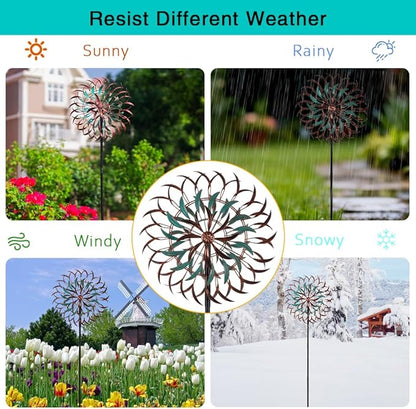VEWOGARDEN 19" Dia Large Wind Spinner Outdoor with 6 Blades, Metal Kinetic Wind Sculptures & Spinners for Yard, Garden, Lawn Decorations
