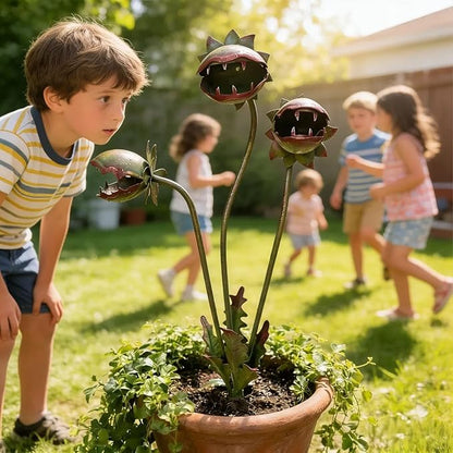 Whimsical Metal Carnivorous Plant Garden Stake 2026, 25-Inch Large Venus Flytrap Monster Plant Sculpture, Durable Yard Art for Flower Beds, Patios & Planters, Unique Quirky Garden Decor