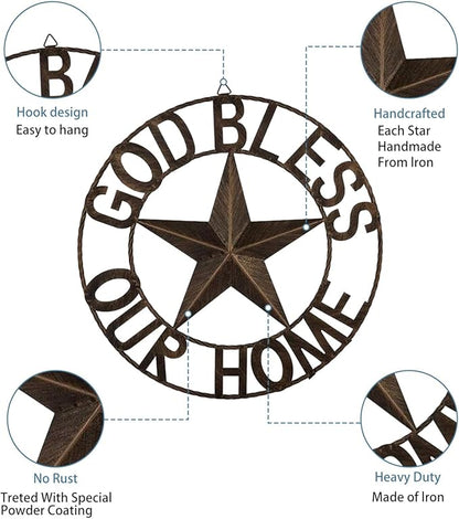 Ontrip 26" Metal Barn Star Wall Decor, Rustic Western Lone Star Metal Wall Art, Powder-Coated Iron, Indoor/Outdoor Porch Patio Fence Fireplace Farmhouse Decor, Housewarming Gift