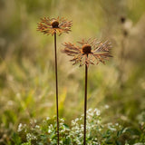 Rusty Metal Wild Flowers Garden Stakes 11.82 x 8.47 inches, Decorative Flowers Yard Stake Metal Art for Outdoor Garden Lawn Decor(Flower-D)